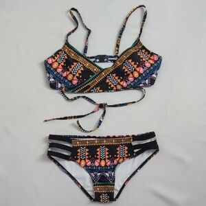 Multicolor Geometric Bikini Set Never Worn Removable Padding